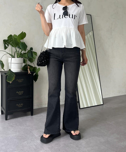 【原創LOGO貼片款】彈力喇叭牛仔褲