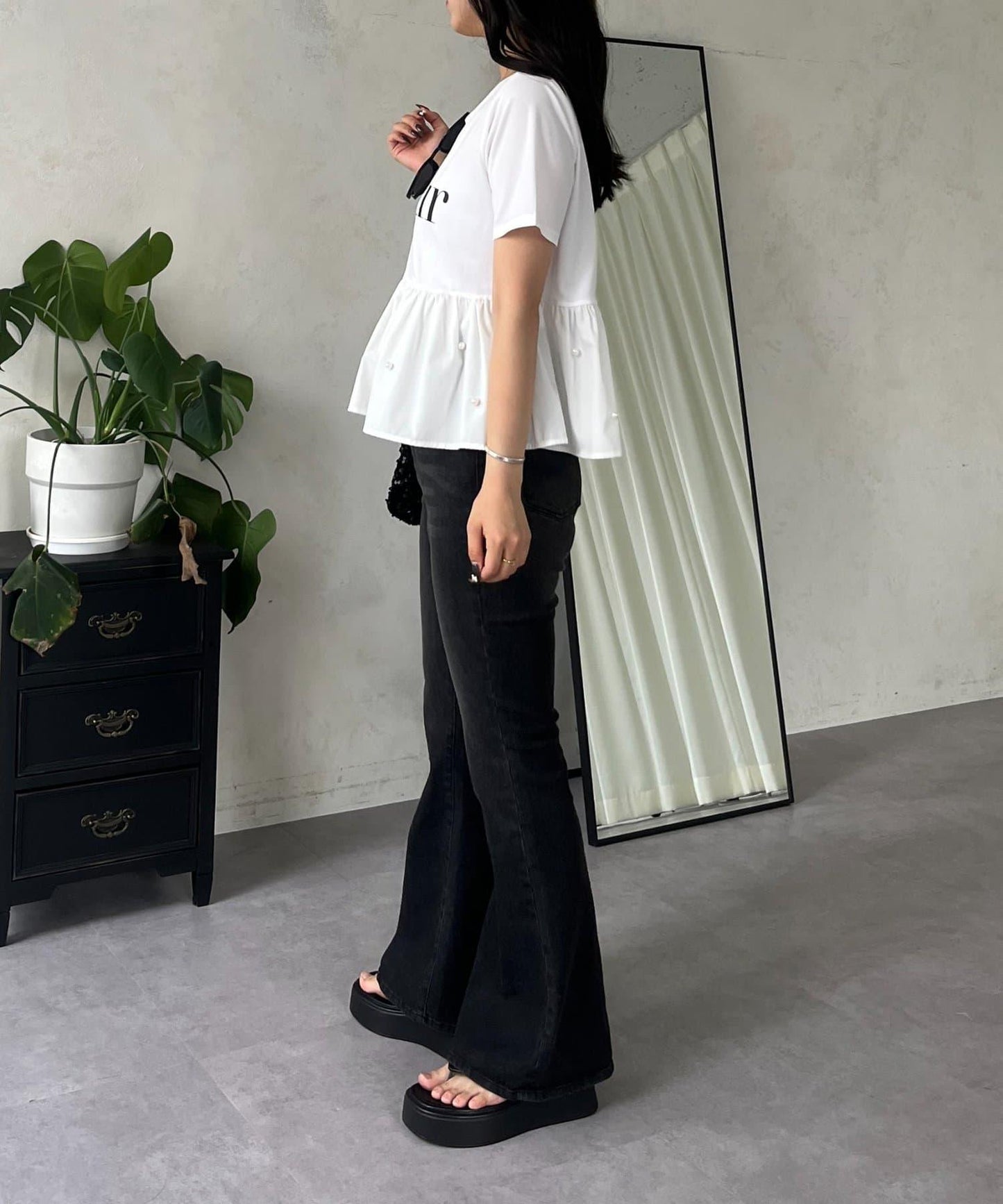 【原創LOGO貼片款】彈力喇叭牛仔褲