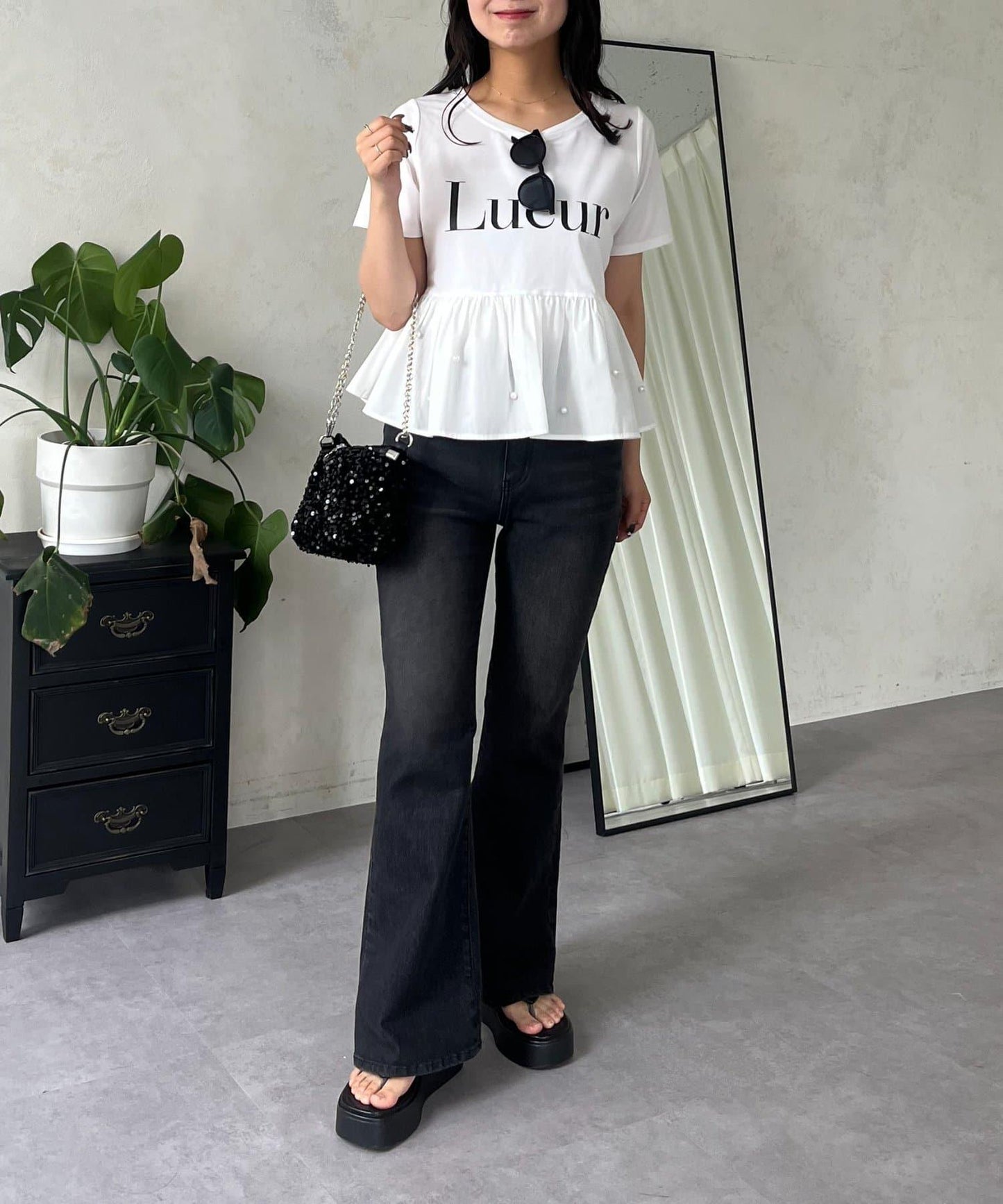 【原創LOGO貼片款】彈力喇叭牛仔褲