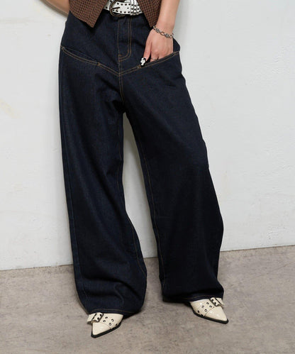 斜口袋修身牛仔褲