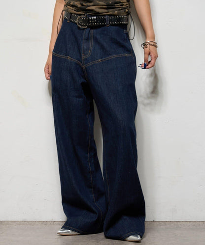 斜口袋修身牛仔褲