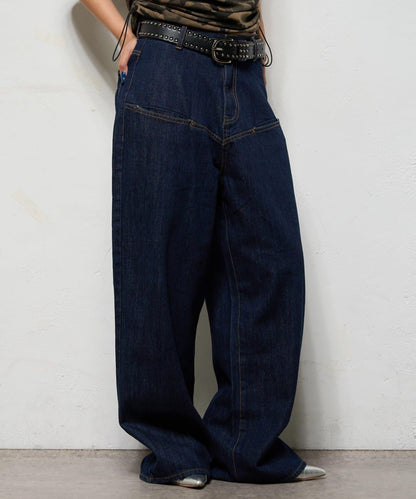 斜口袋修身牛仔褲