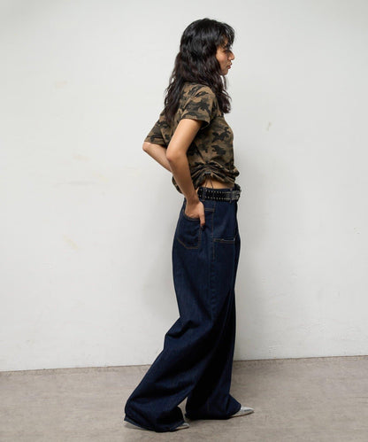 斜口袋修身牛仔褲