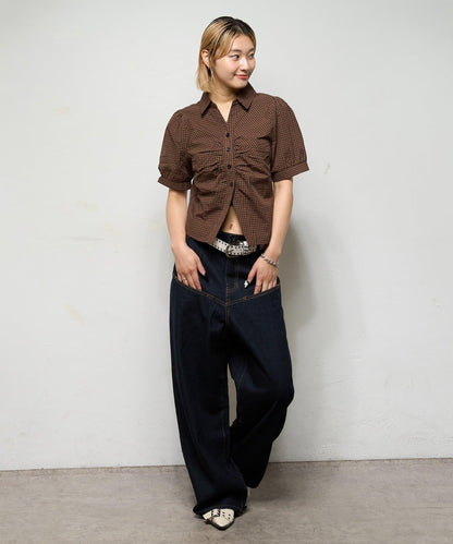 斜口袋修身牛仔褲