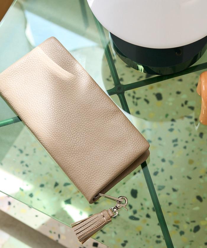 牛皮革 帶 流蘇 拉鍊 錢包