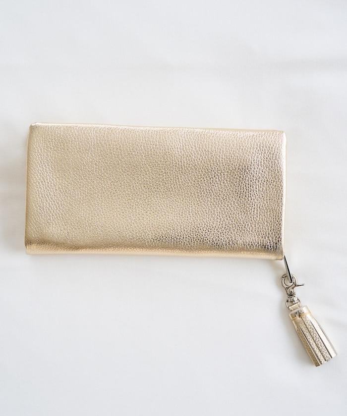 牛皮革 帶 流蘇 拉鍊 錢包