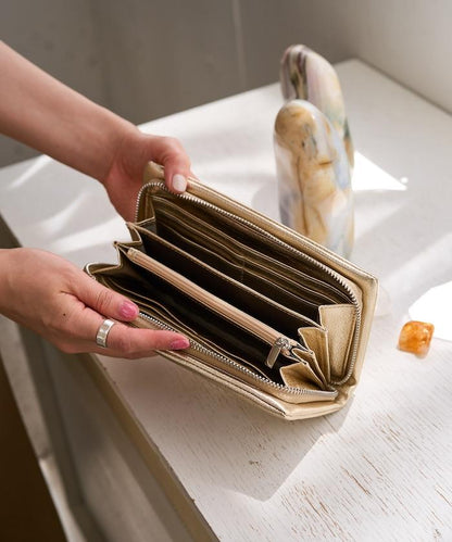 牛皮革 帶 流蘇 拉鍊 錢包