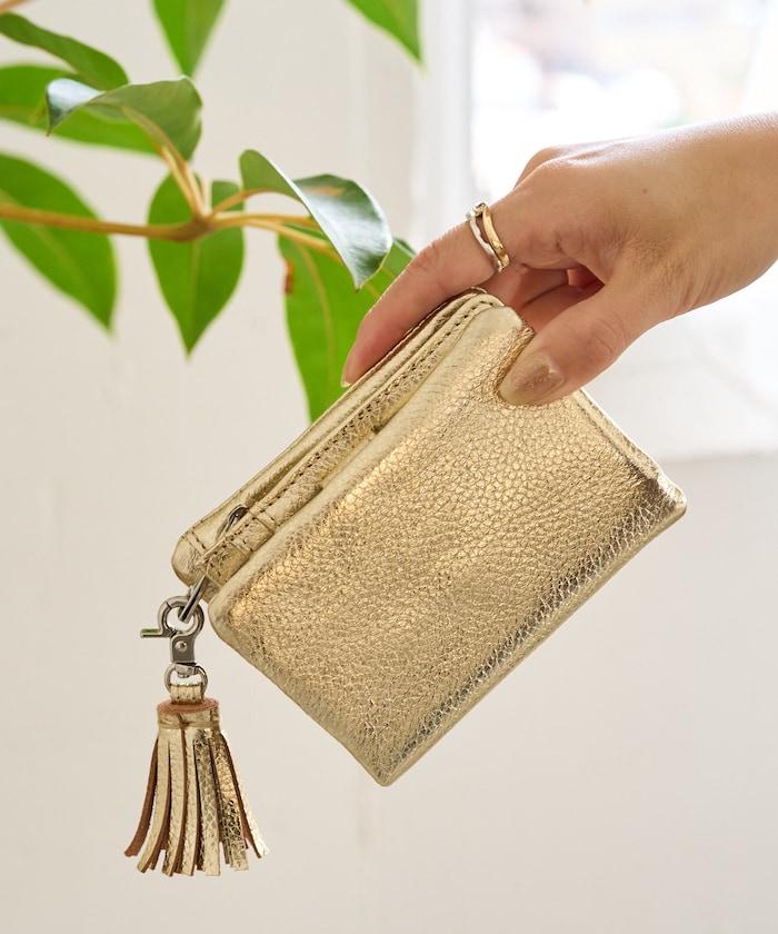 牛皮革 帶流蘇 小號 錢包