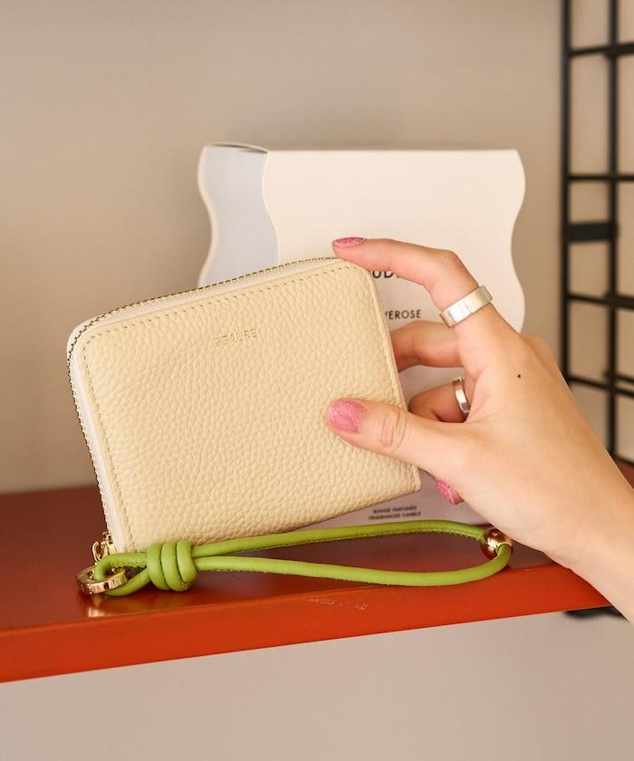 牛皮手提帶緊湊款錢包