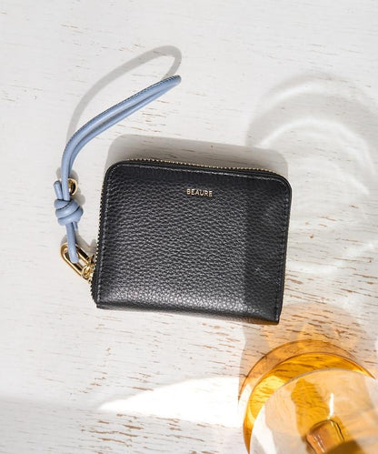 牛皮手提帶緊湊款錢包