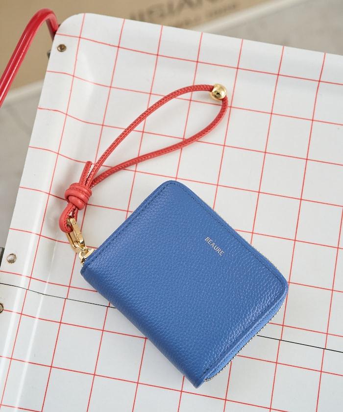 牛皮手提帶緊湊款錢包