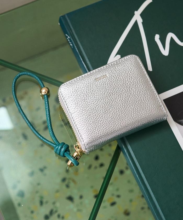 牛皮手提帶緊湊款錢包