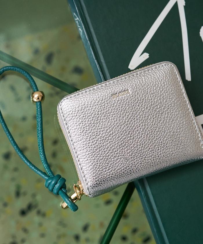 牛皮手提帶緊湊款錢包