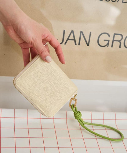 牛皮手提帶緊湊款錢包