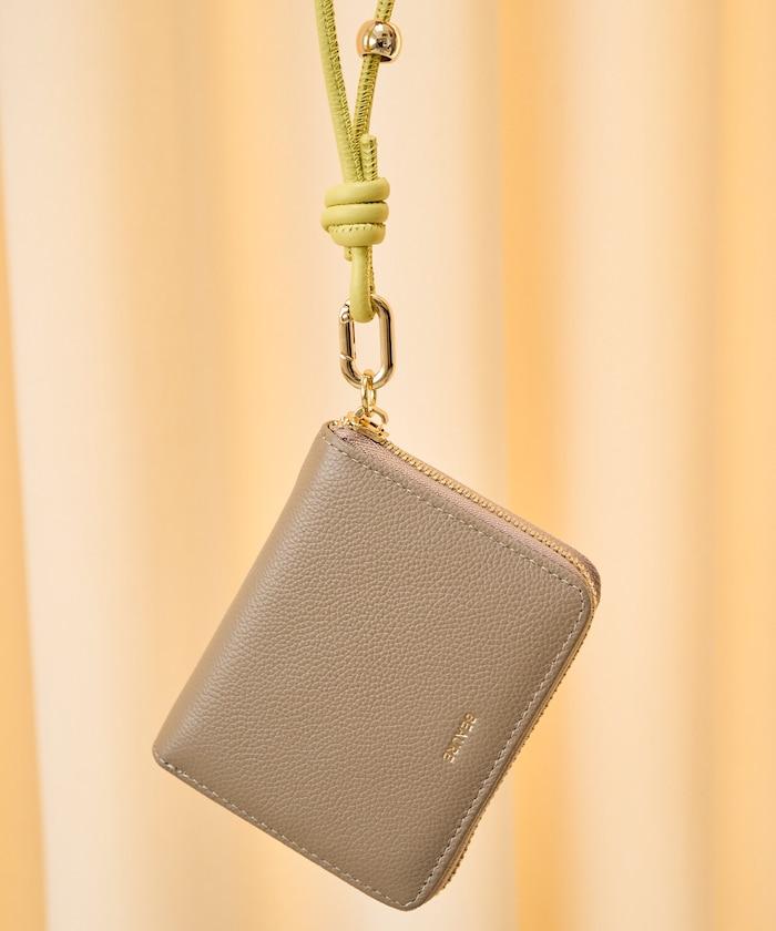 牛皮手提帶緊湊款錢包