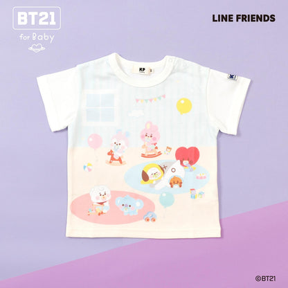 【《BT21》】拼接印花短袖T恤