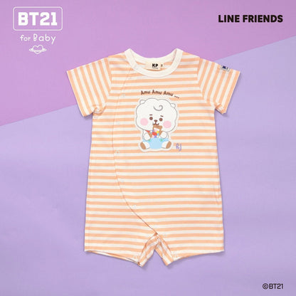 【《BT21》】貼布繡條紋短款連體衣