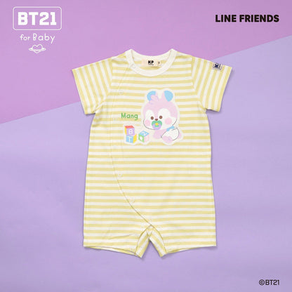 【《BT21》】貼布繡條紋短款連體衣