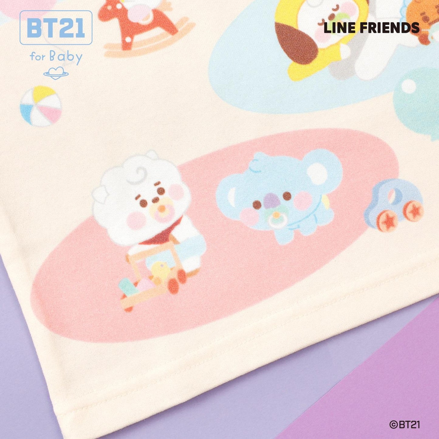 【《BT21》】拼接印花短袖T恤