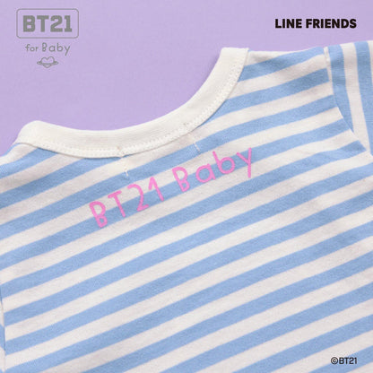 【《BT21》】貼布繡條紋短款連體衣