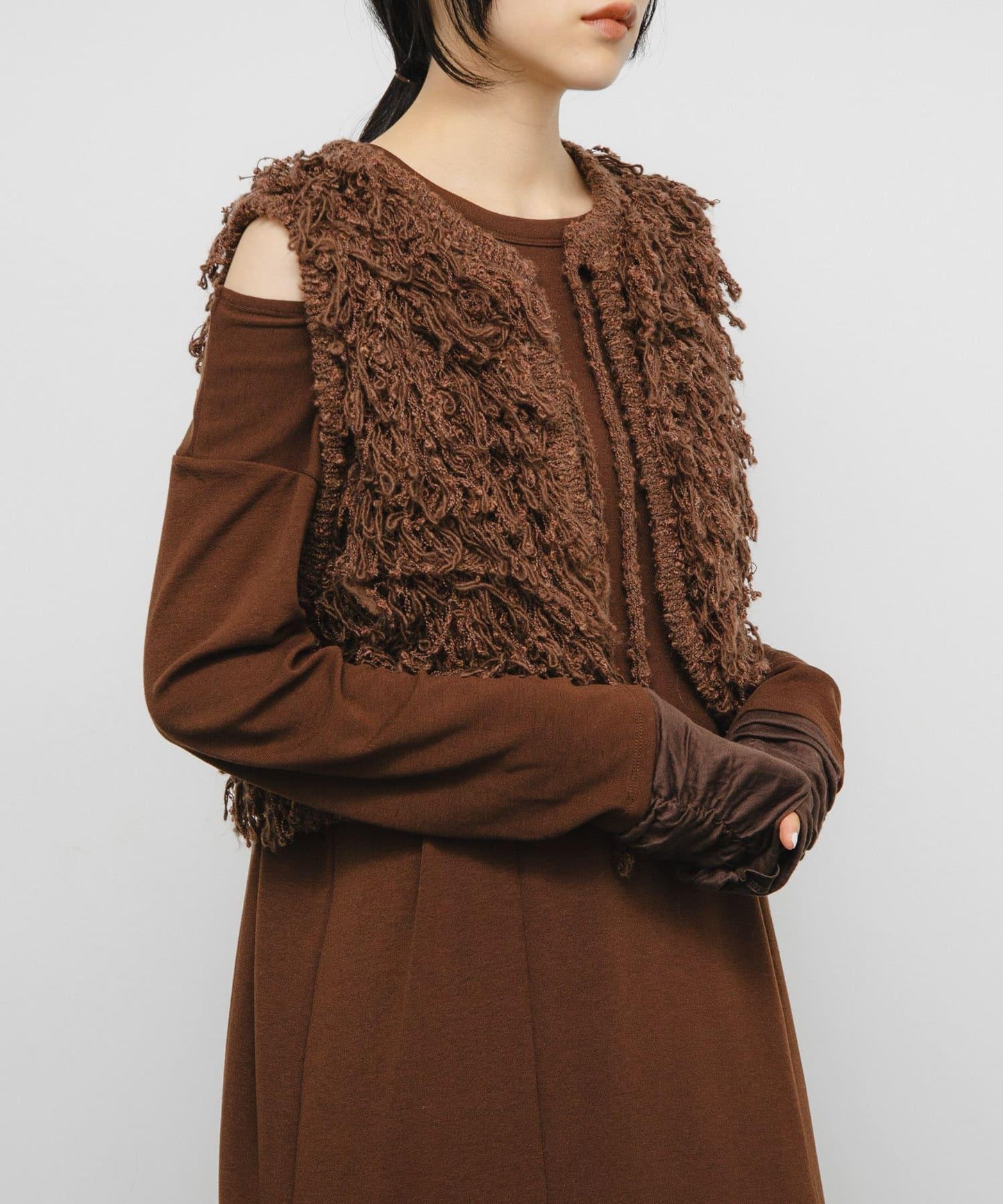 色圈圈針織背心