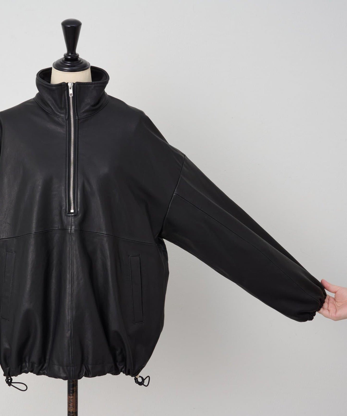 《15 quinze》羊皮半拉鍊套頭衫