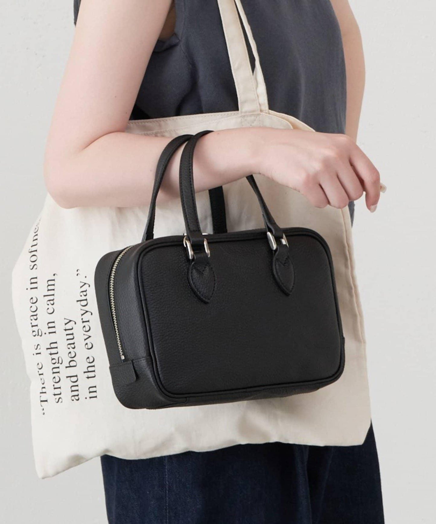 收縮皮革2WAY迷你波士頓包