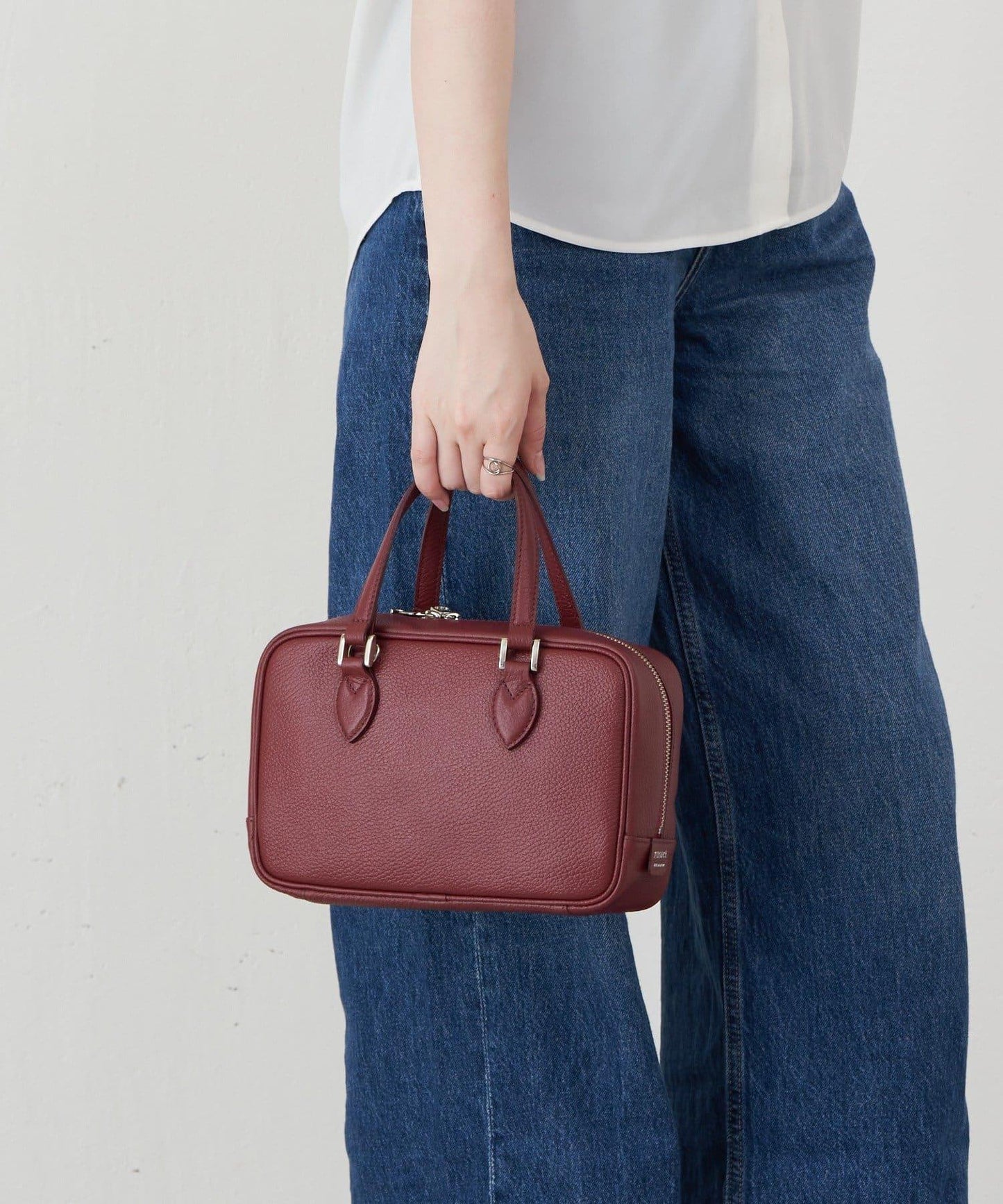 收縮皮革2WAY迷你波士頓包