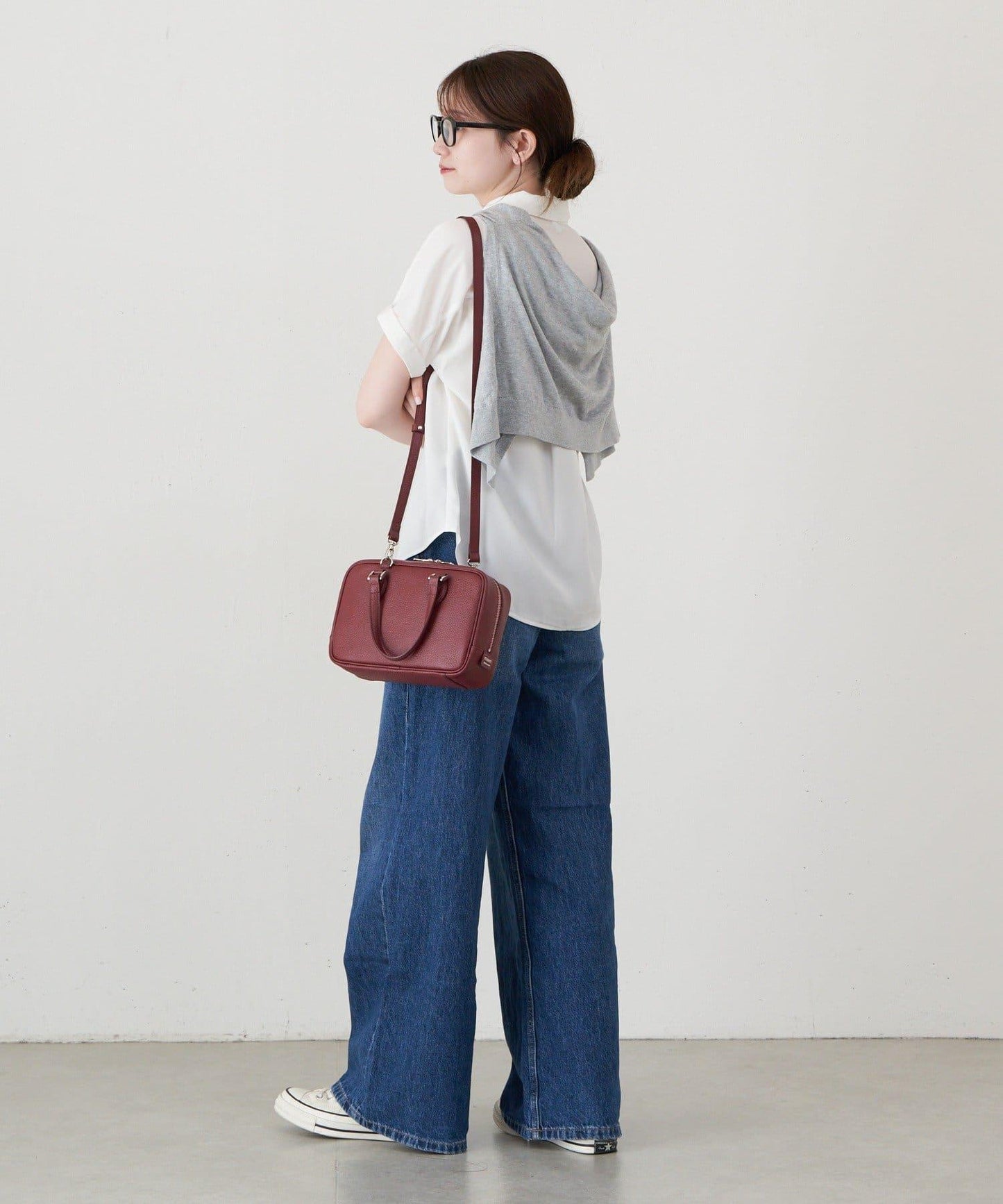 收縮皮革2WAY迷你波士頓包