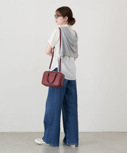 收縮皮革2WAY迷你波士頓包