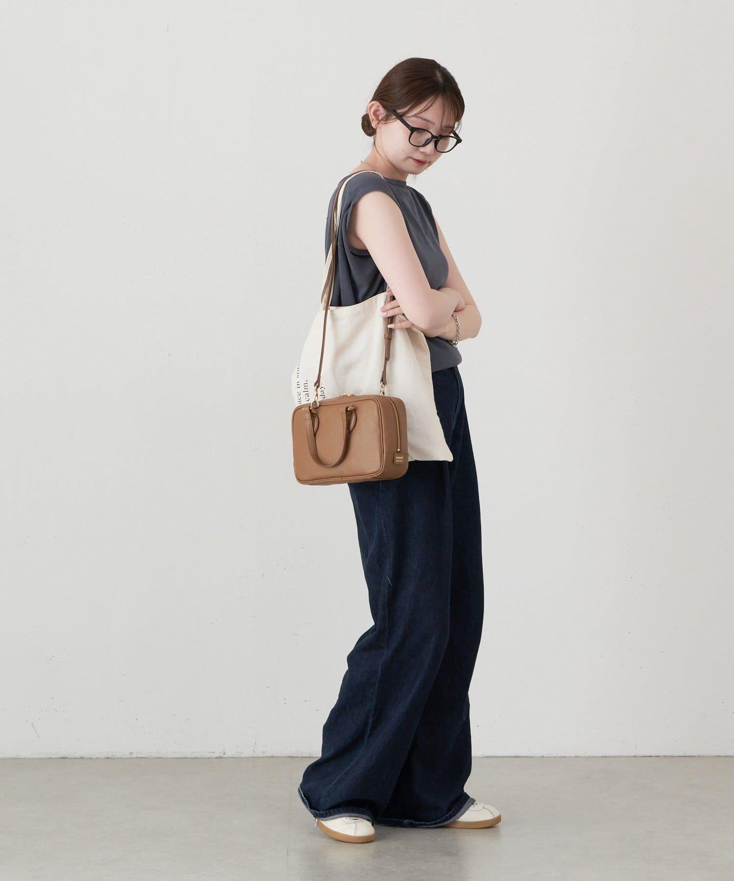 收縮皮革2WAY迷你波士頓包