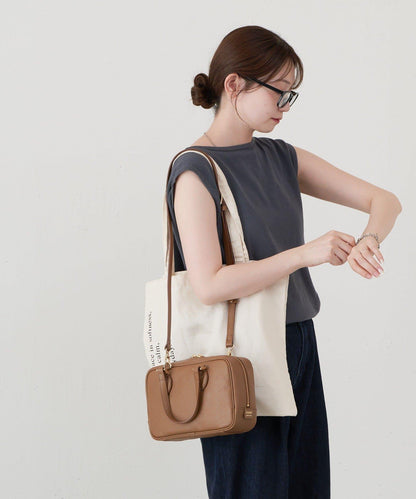 收縮皮革2WAY迷你波士頓包