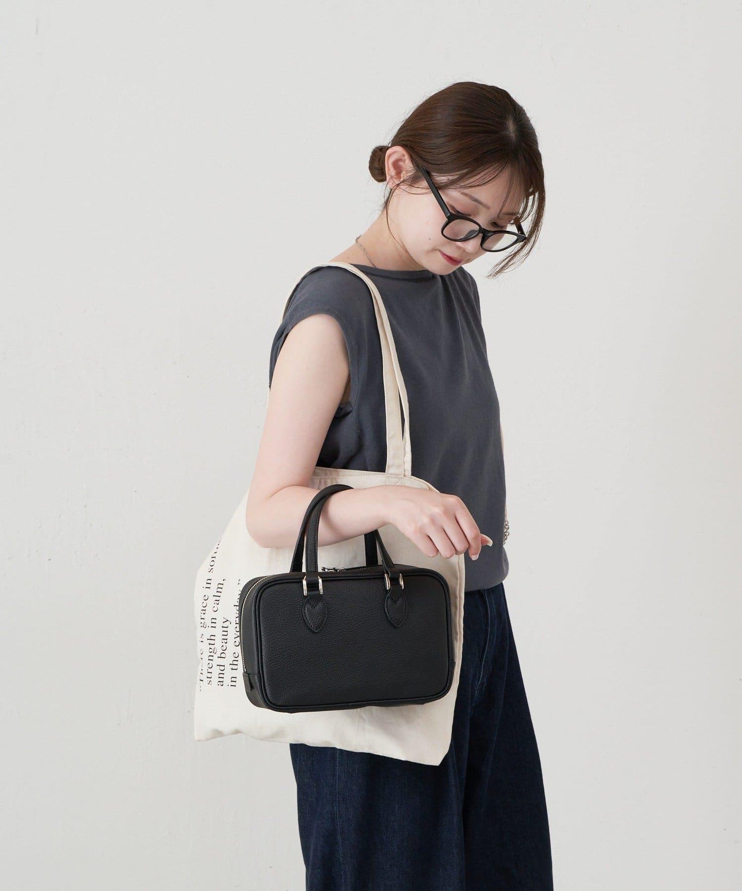 收縮皮革2WAY迷你波士頓包