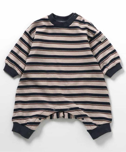 多色條紋工裝連身褲