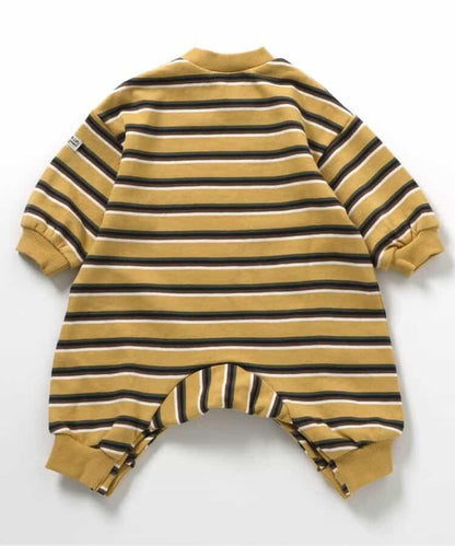 多色條紋工裝連身褲