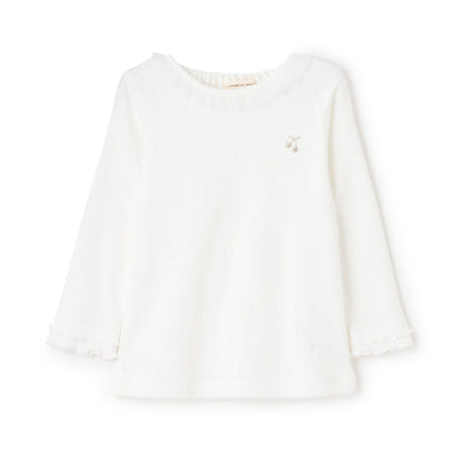 荷葉邊領口波浪邊長袖T恤