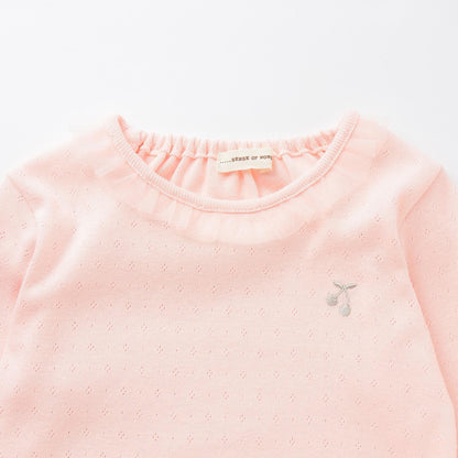 荷葉邊領口波浪邊長袖T恤