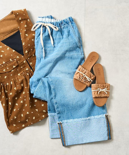 洗水處理 卷邊 休閒牛仔褲