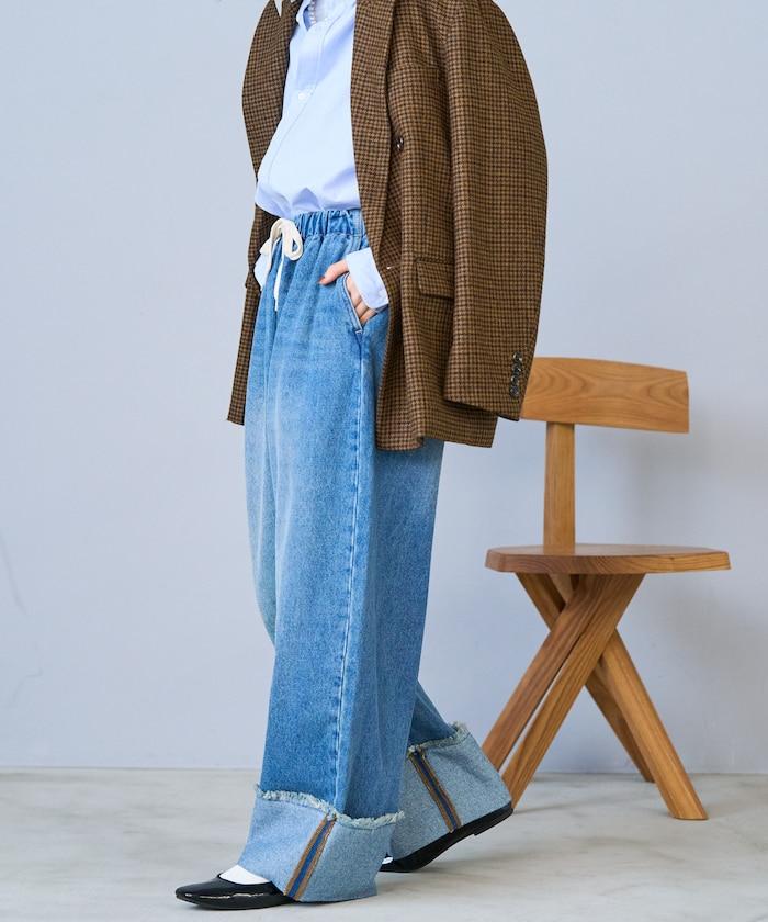 洗水處理 卷邊 休閒牛仔褲