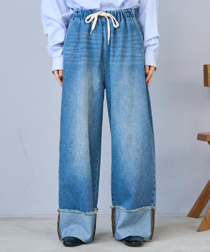 洗水處理 卷邊 休閒牛仔褲