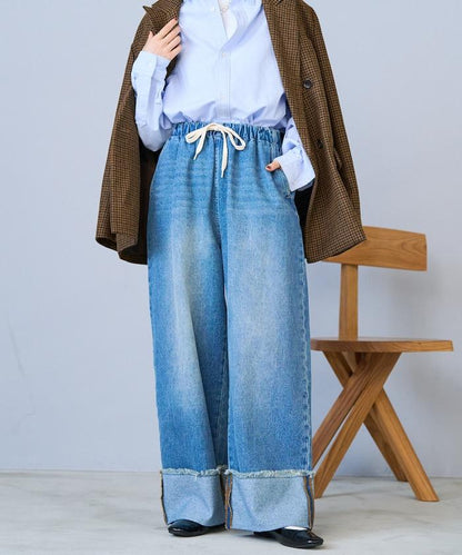 洗水處理 卷邊 休閒牛仔褲