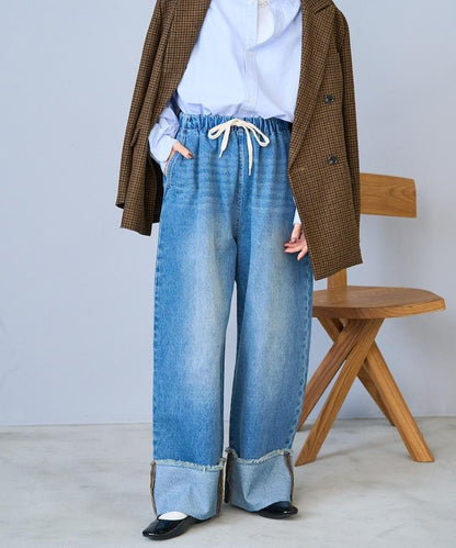 洗水處理 卷邊 休閒牛仔褲