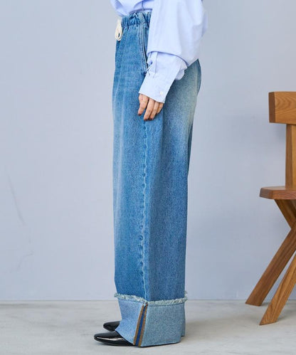 洗水處理 卷邊 休閒牛仔褲