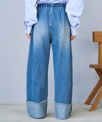 洗水處理 卷邊 休閒牛仔褲