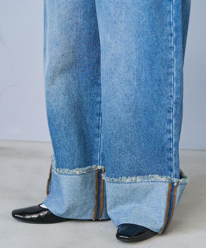 洗水處理 卷邊 休閒牛仔褲