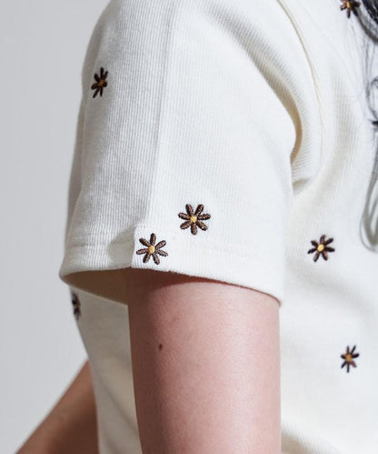 迷你雛菊刺繡T恤/肋T恤