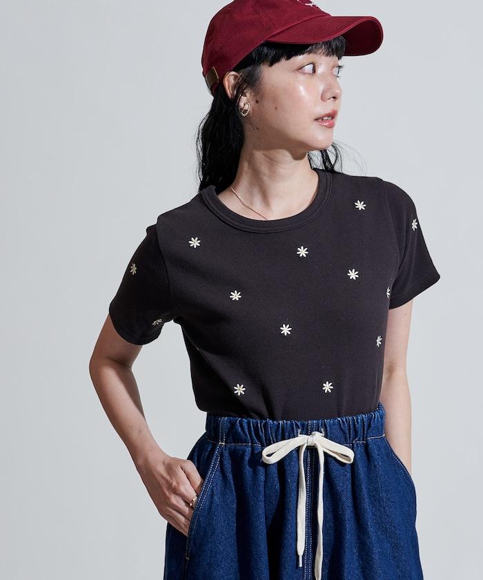 迷你雛菊刺繡T恤/肋T恤