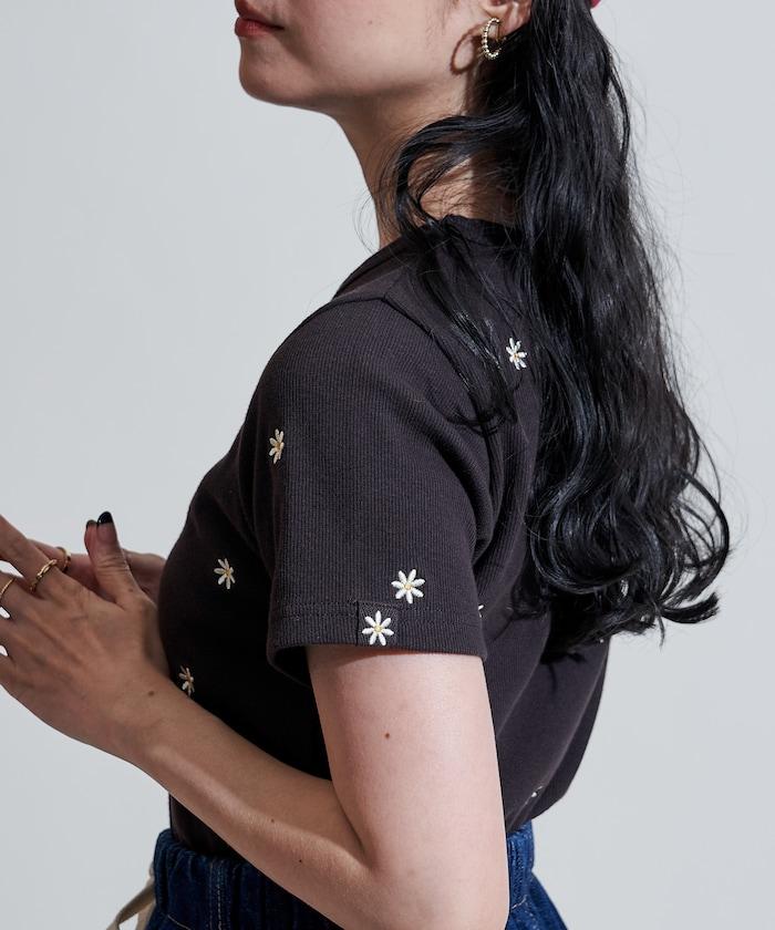 迷你雛菊刺繡T恤/肋T恤