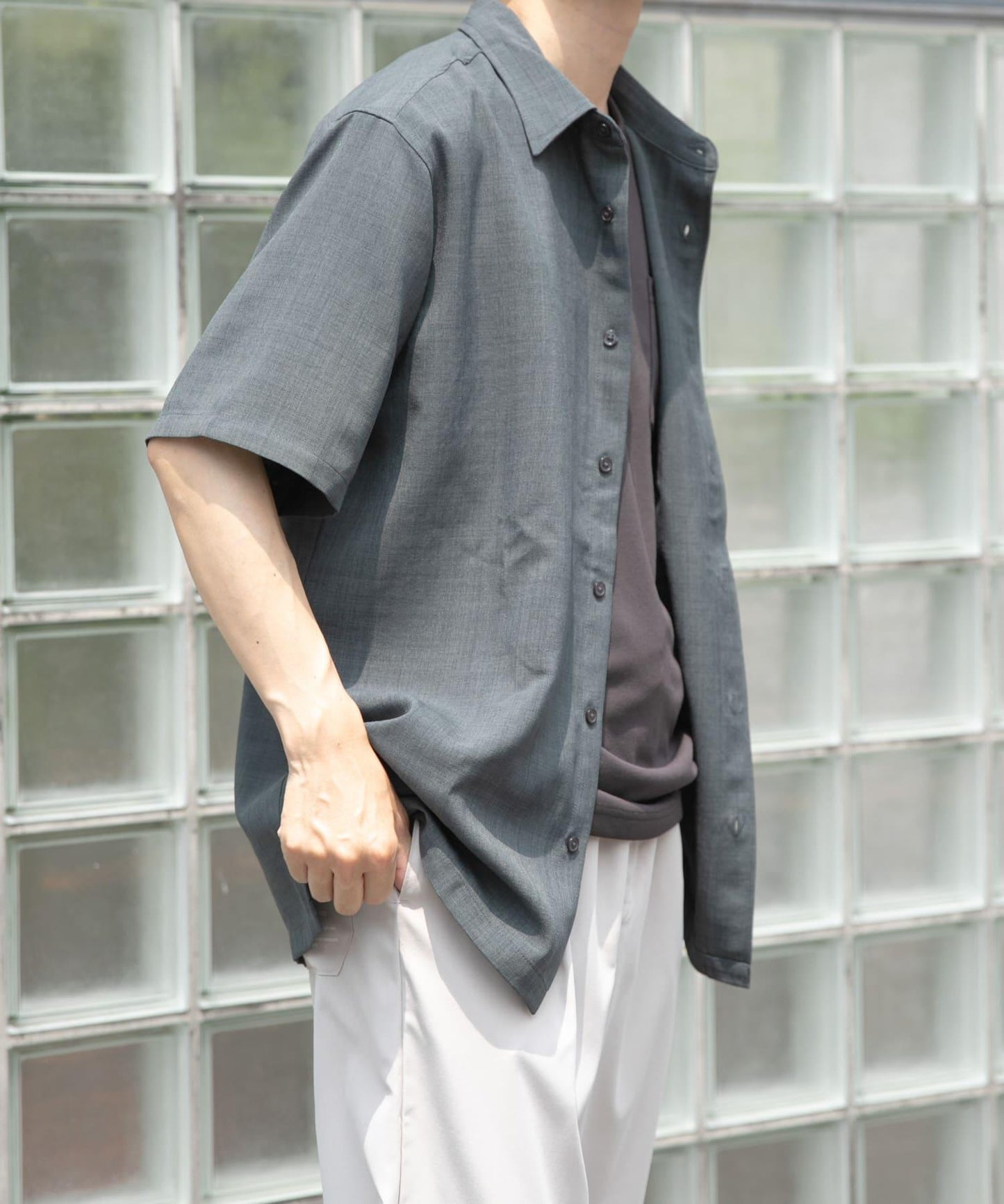 易護理/速幹/防紫外線 可搭配套裝 速幹亞麻感短袖襯衫