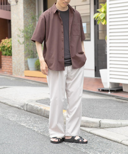 縐紗常規領短袖襯衫